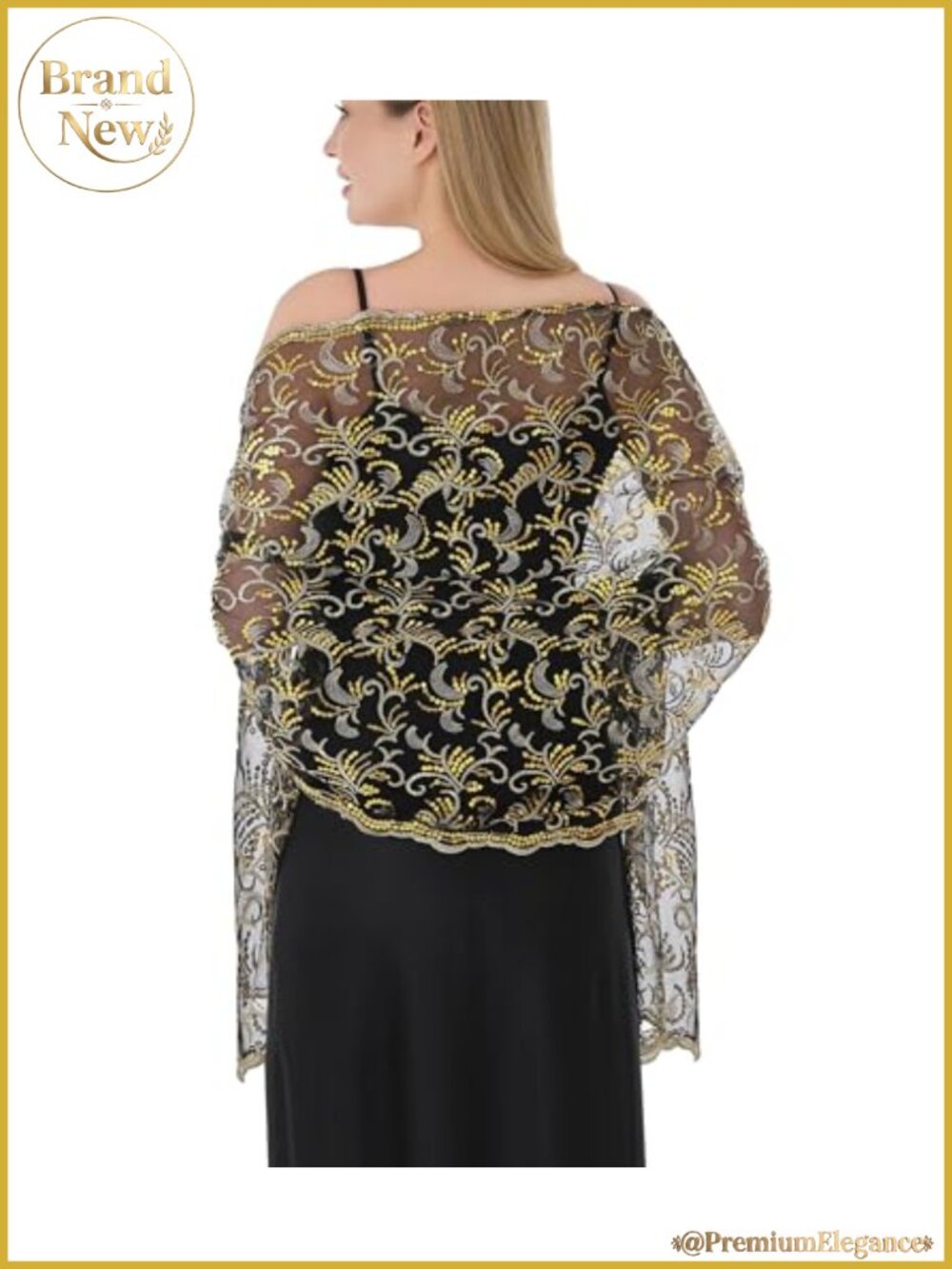 Sheer Chiffon Sequin Shawl Wrap Evening Bridal Scarf